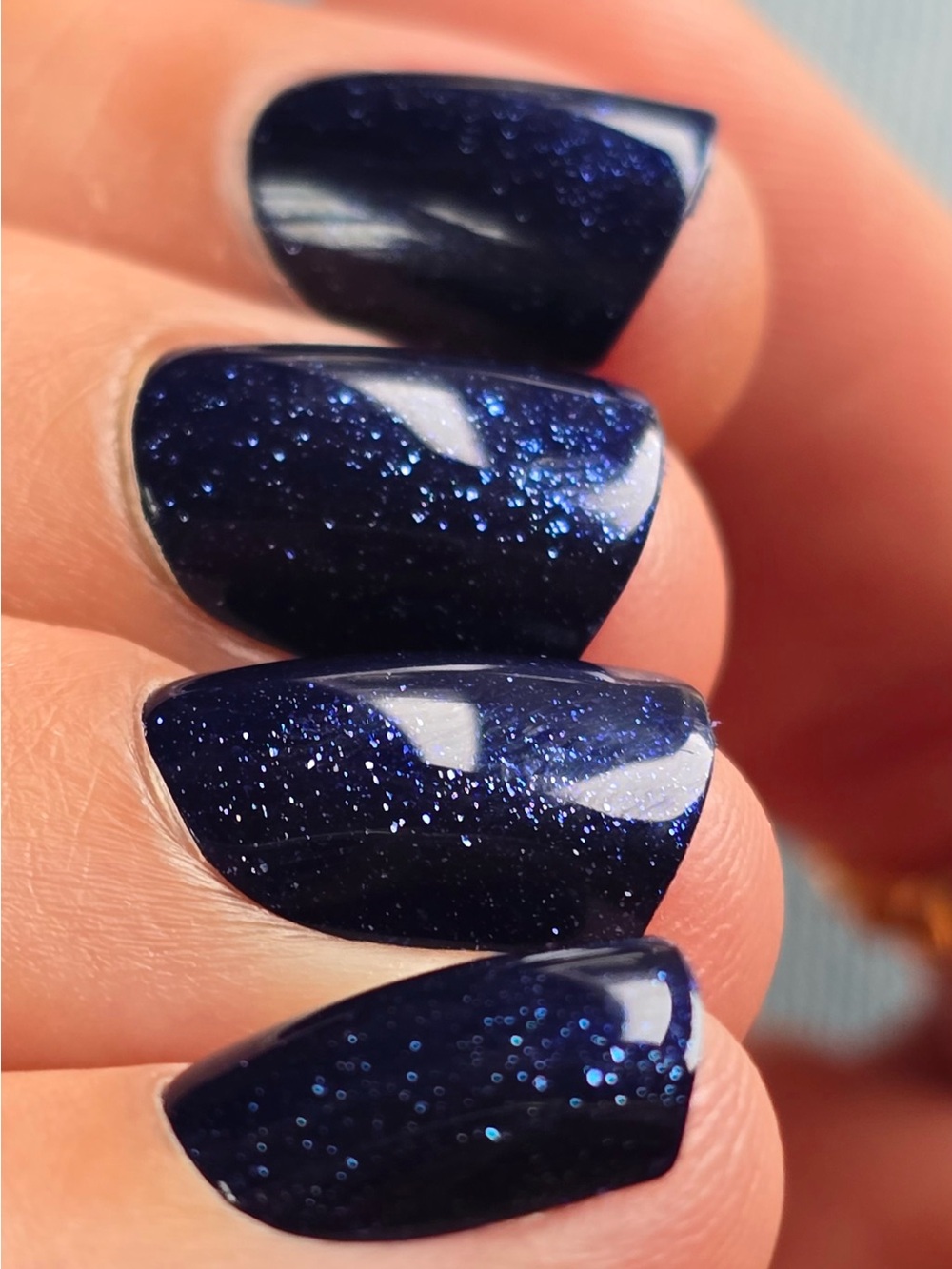 🚨New Release Red Aspen Navy Blue Glitter Press-On Nails - Short Square